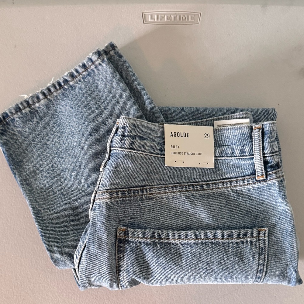 NWT Agolde - Riley - 29 Whiplash (Light Blue Denim Jeans)